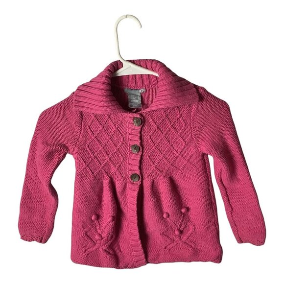 Girls Pink Knit Cardigan Sweater Size M 5-6 Diamond Pattern Button Front - Picture 13 of 13